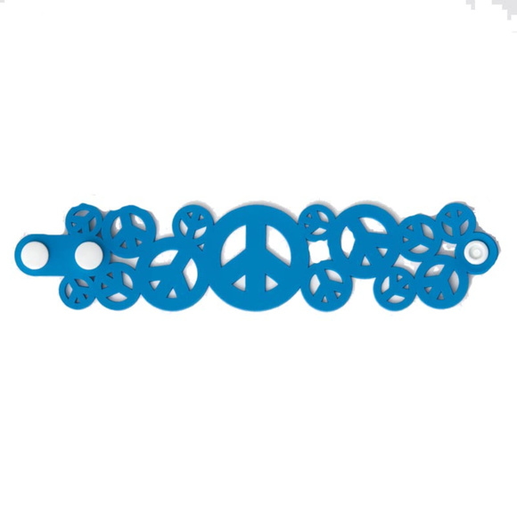 NEW! Blue Cut-out Peace Sign Bracelet - Picture 1 of 1